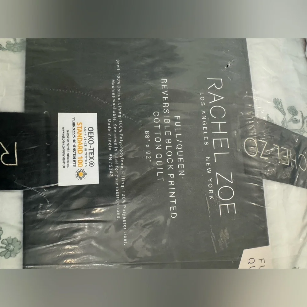 🎉LAST‎ PIECE 🎉RACHEL ZOE Block Print Stitch Quilt Set